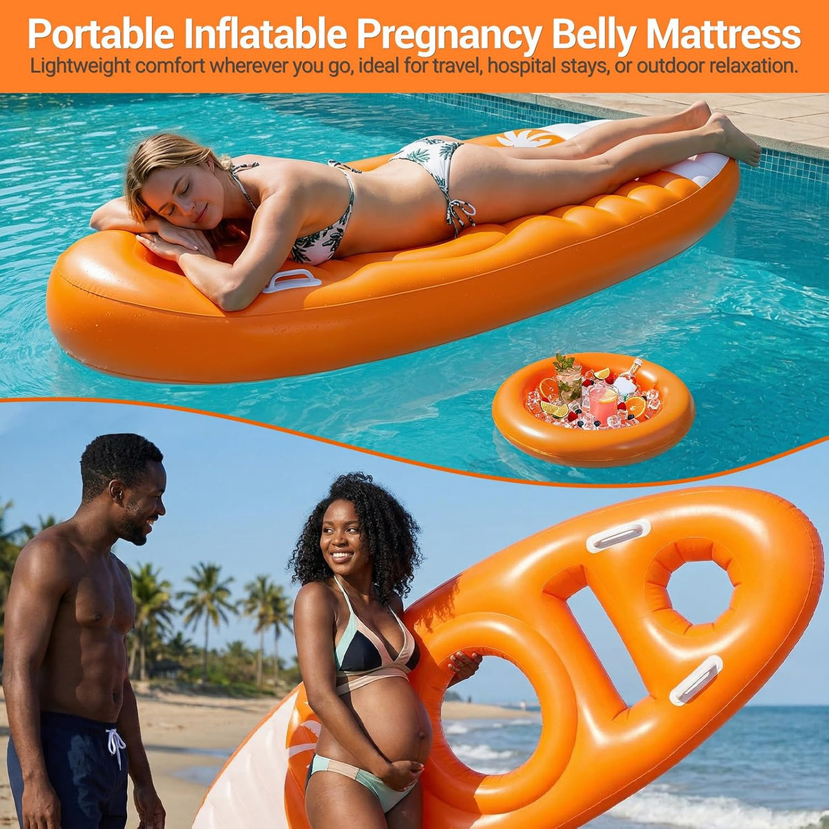 Inflatable Pregnancy Mattress with Head and Belly Support, Maternity Pool Float and Pillow for Stomach Sleepers, Ideal for Tummy Massage