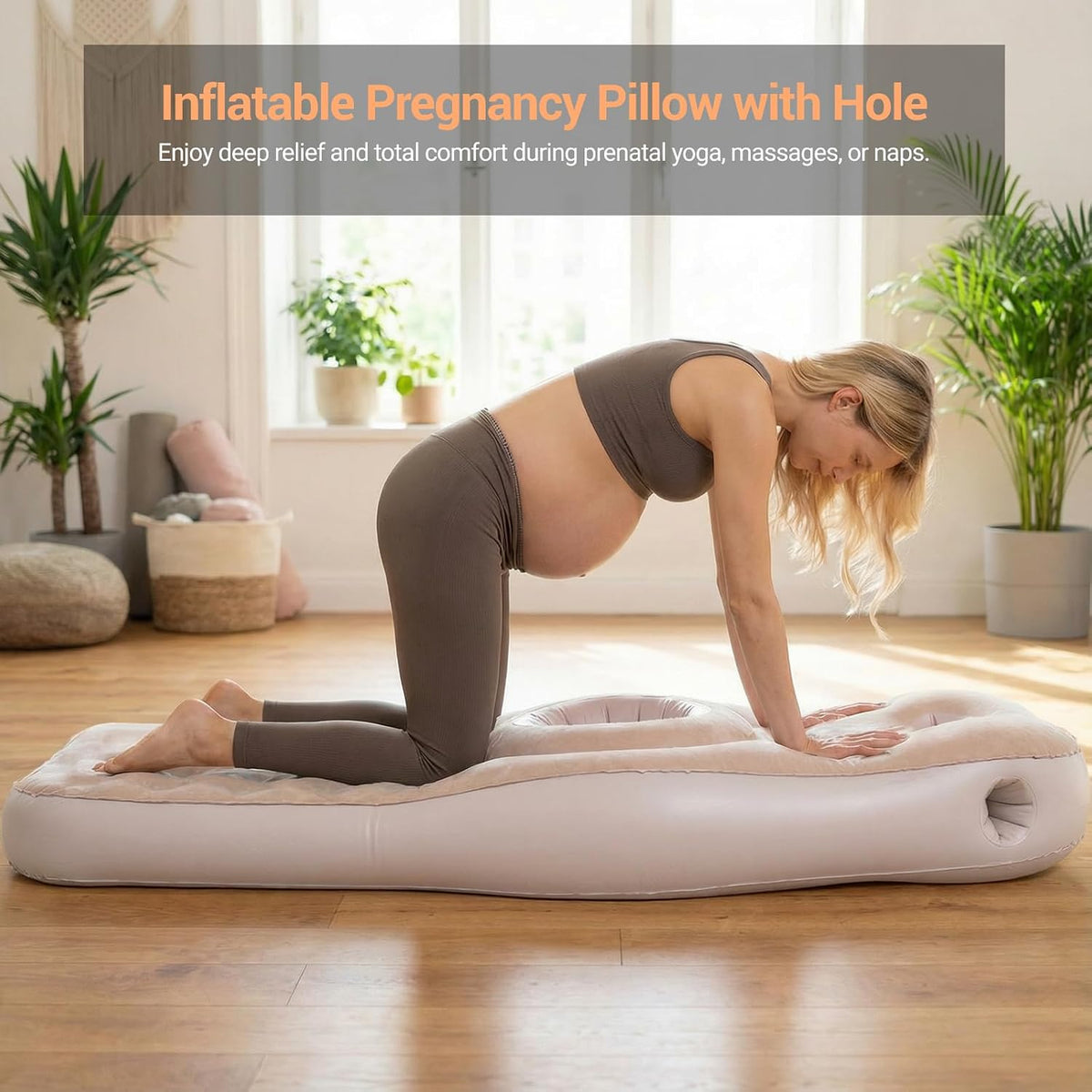 Inflatable Maternity Pillow with Specialized Belly and Head Support for Stomach Sleepers, Ideal for Pregnant Women and Tummy Massage