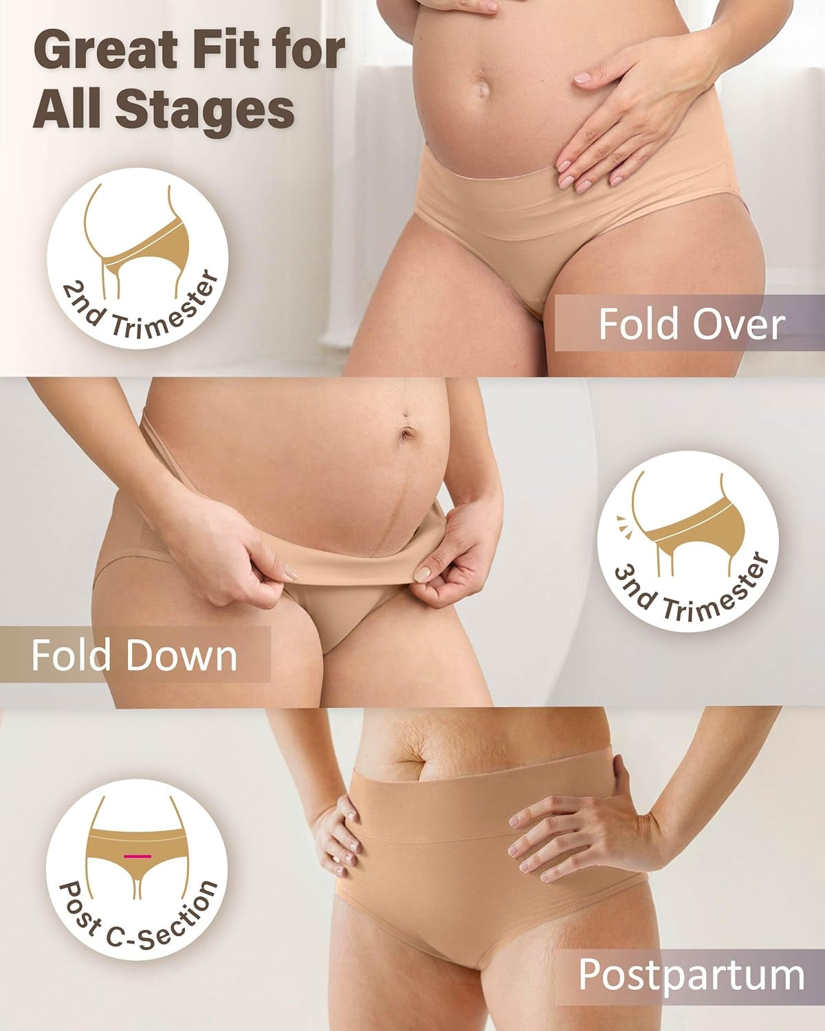 Cotton Maternity Underwear: Foldable Postpartum Panties for Under-the-Bump Support