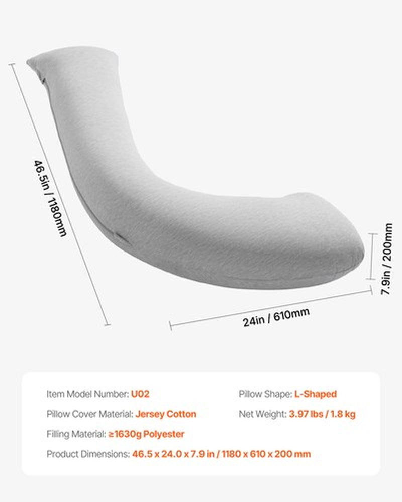 Ultimate Comfort VEVOR L-Shaped Pregnancy Pillow for Expecting Moms - Soft & Supportive Maternity Pillow