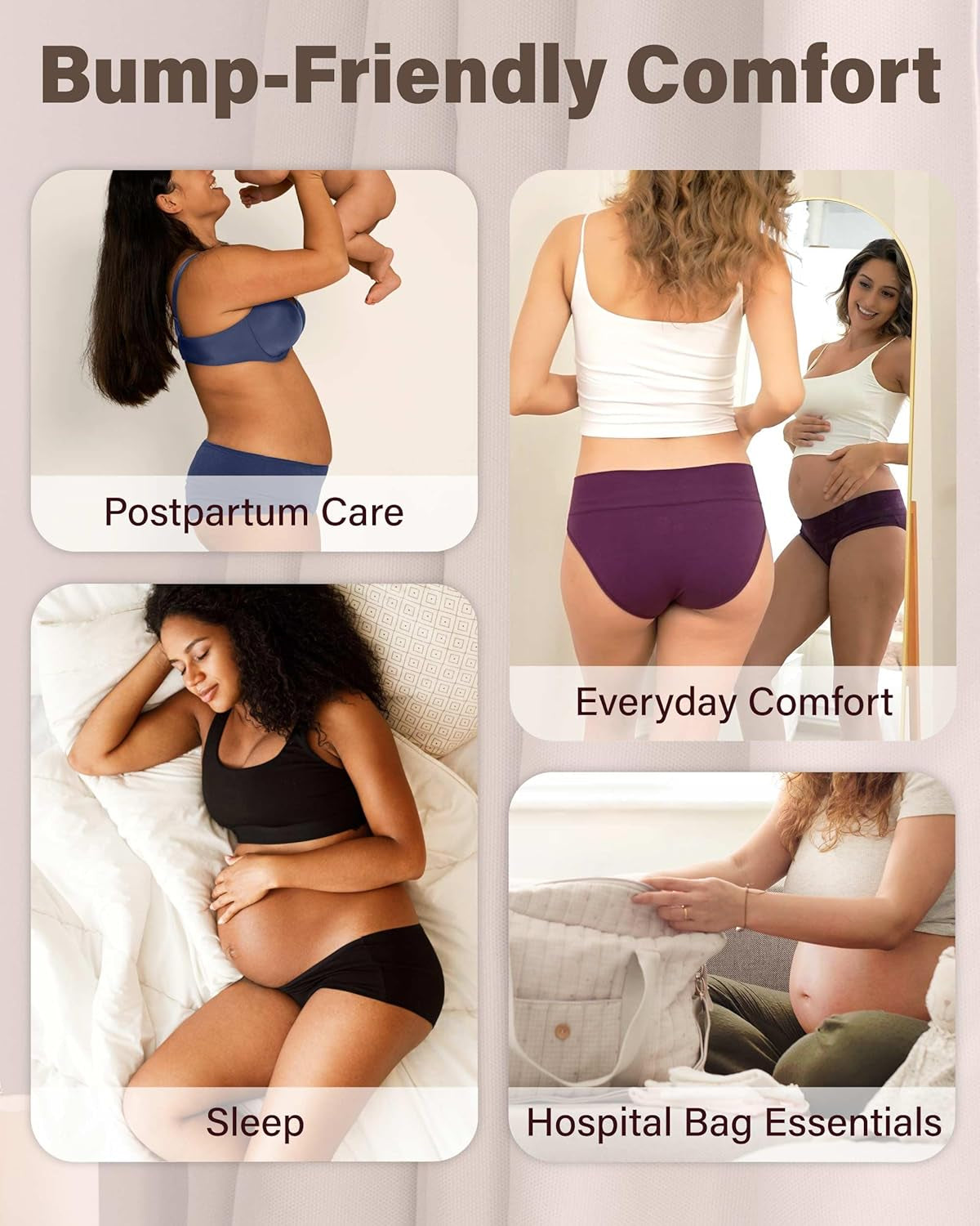 Cotton Maternity Underwear: Foldable Postpartum Panties for Under-the-Bump Support