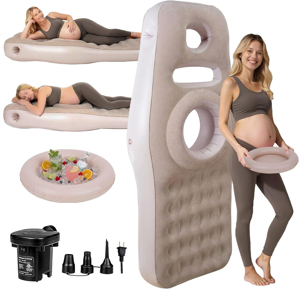 Inflatable Maternity Pillow with Specialized Belly and Head Support for Stomach Sleepers, Ideal for Pregnant Women and Tummy Massage