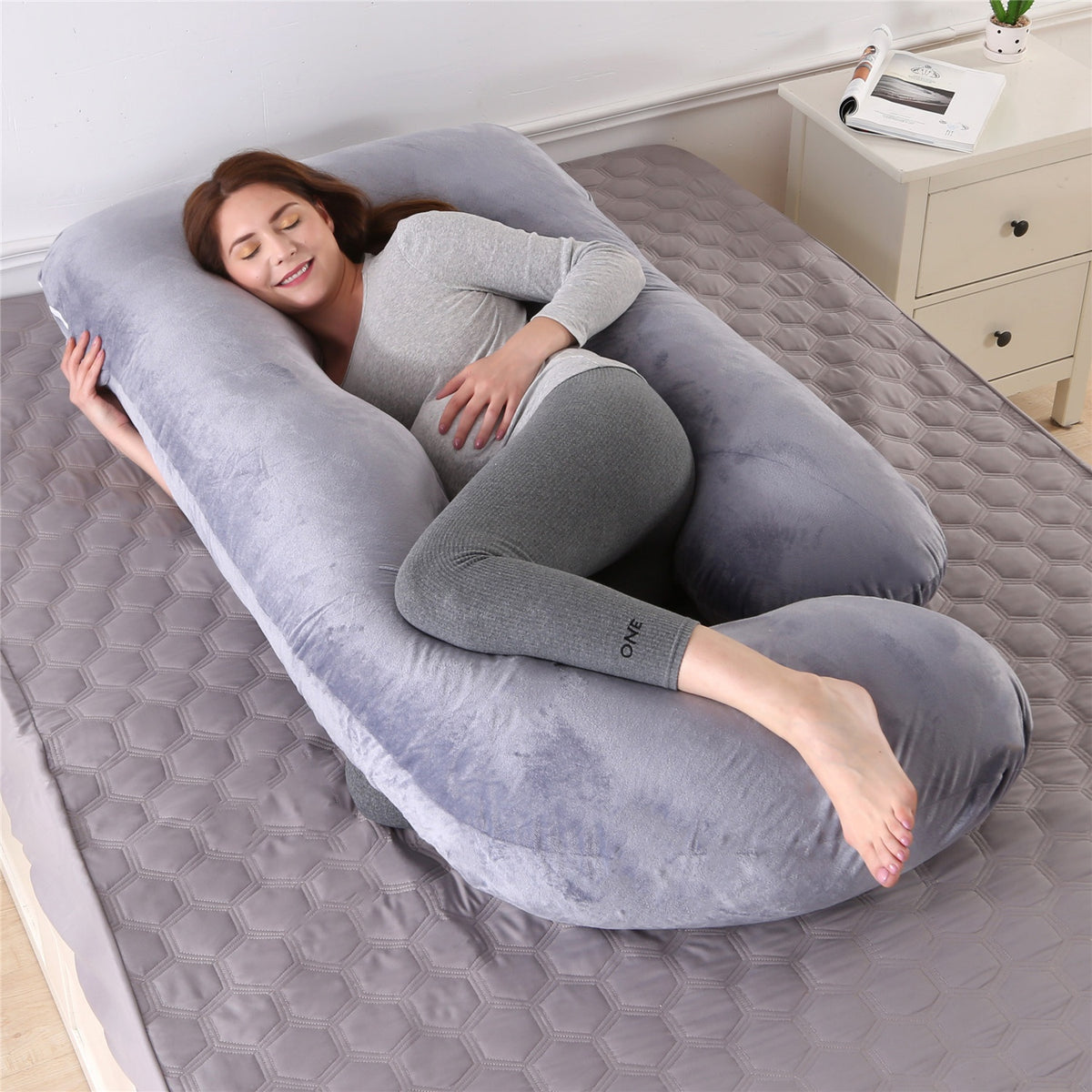 Premium U-Shape Summer Maternity Pillow for Expecting Mothers - Ice Silk Sleep Support
