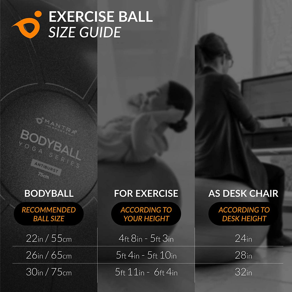 Professional Exercise Ball for Pilates, Fitness, and Pregnancy - Stability, Core, Balance, and Therapy Aid for Rehabilitation and Home Gym Use, Includes Fast Pump