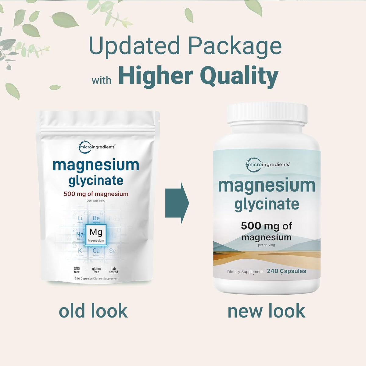 Magnesium Glycinate 500 mg per Serving, 240 Capsules | Chelated High-Absorption Supplement for Muscle, Bone, and Mood Support | Non-GMO