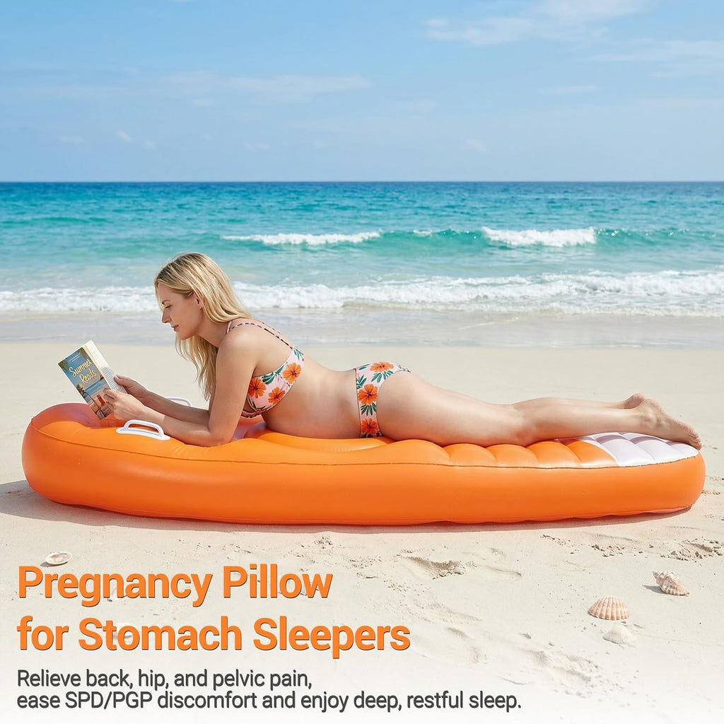 Inflatable Pregnancy Mattress with Head and Belly Support, Maternity Pool Float and Pillow for Stomach Sleepers, Ideal for Tummy Massage