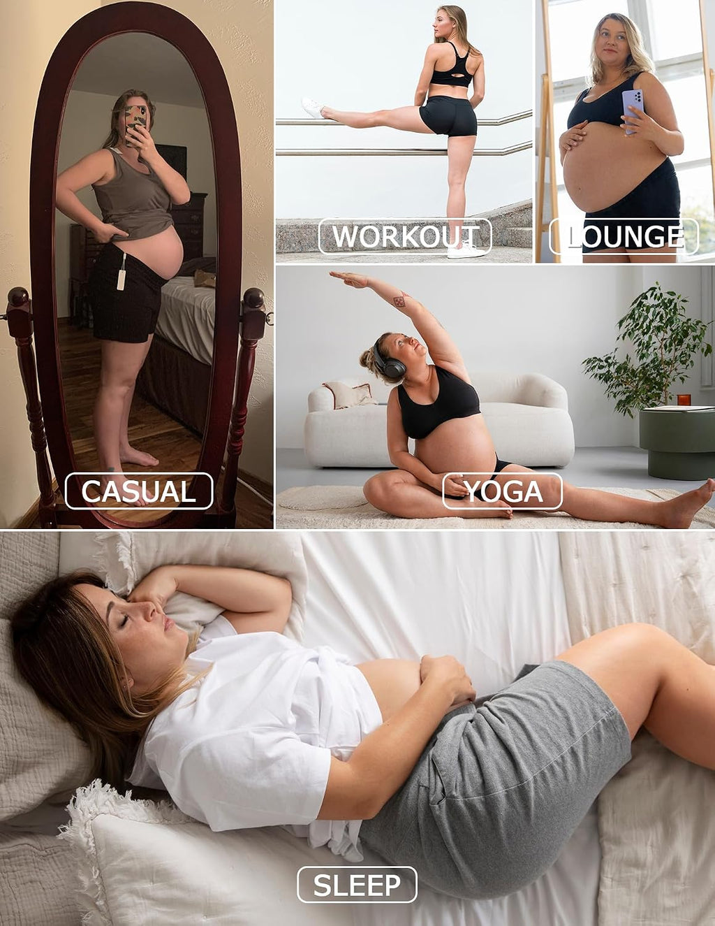 Women's Maternity Lounge and Sleep Shorts - Comfortable Stretchy Pajama and Workout Shorts for Pregnancy