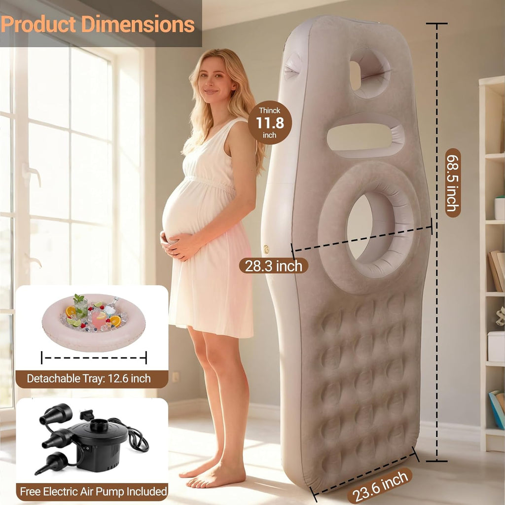 Inflatable Maternity Pillow with Specialized Belly and Head Support for Stomach Sleepers, Ideal for Pregnant Women and Tummy Massage
