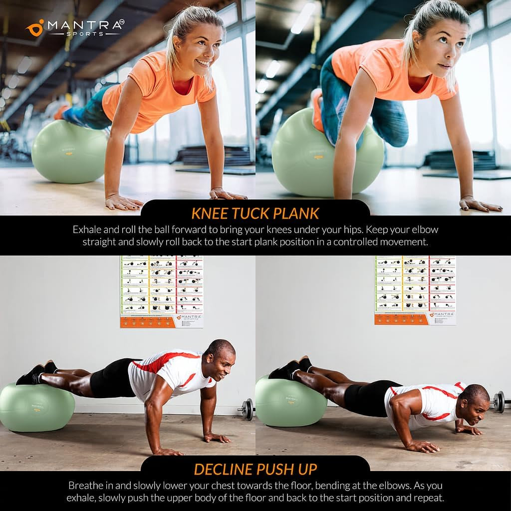 Professional Exercise Ball for Pilates, Fitness, and Pregnancy - Stability, Core, Balance, and Therapy Aid for Rehabilitation and Home Gym Use, Includes Fast Pump