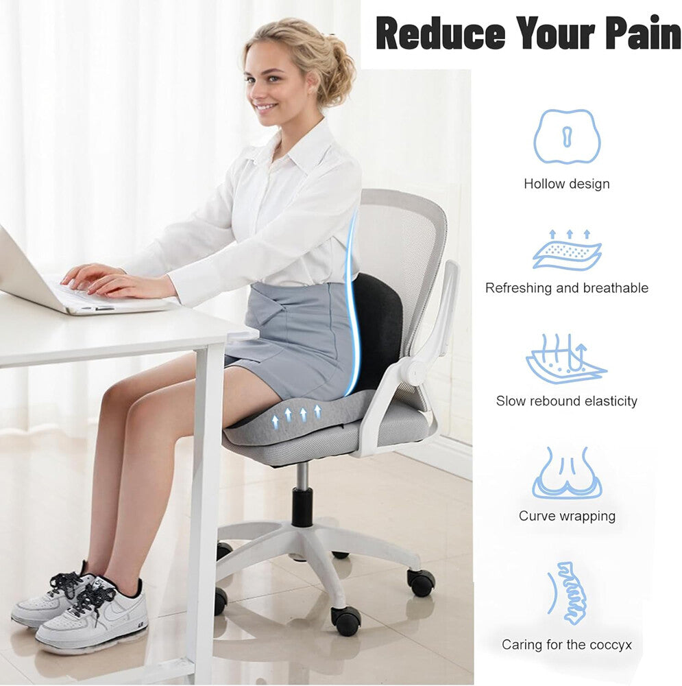 Premium Ergonomic Memory Foam Lumbar Support Cushion for Office and Automotive Use