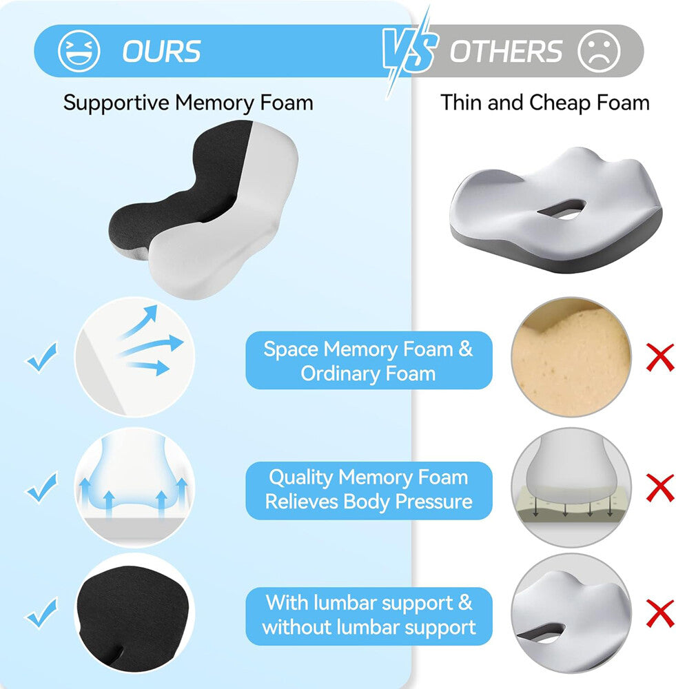 Premium Ergonomic Memory Foam Lumbar Support Cushion for Office and Automotive Use